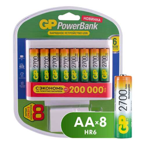 Зарядное устройство + аккумуляторы GP GPU811GS270AAHC-2CR8 в Норд