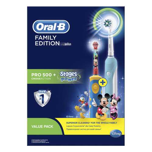 Электрическая зубная щетка Braun Oral-B Pro 500 CrossAction+Stages Power Микки в Норд